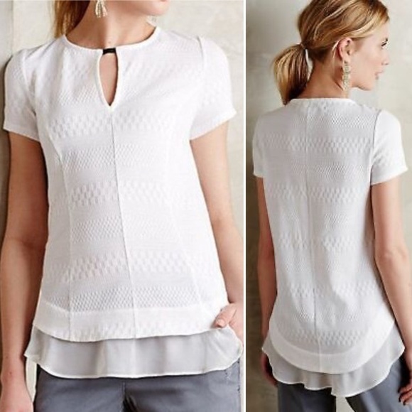 Anthropologie White Textured Blouse - Picture 12 of 12